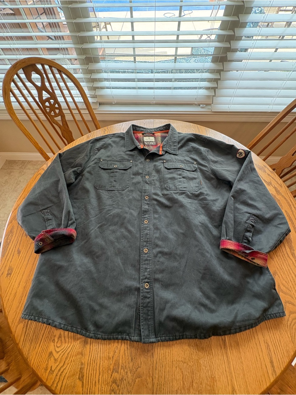 Legendary Whitetails size 4XT Gray Canvas Plaid Flannel Lined Field Jacket